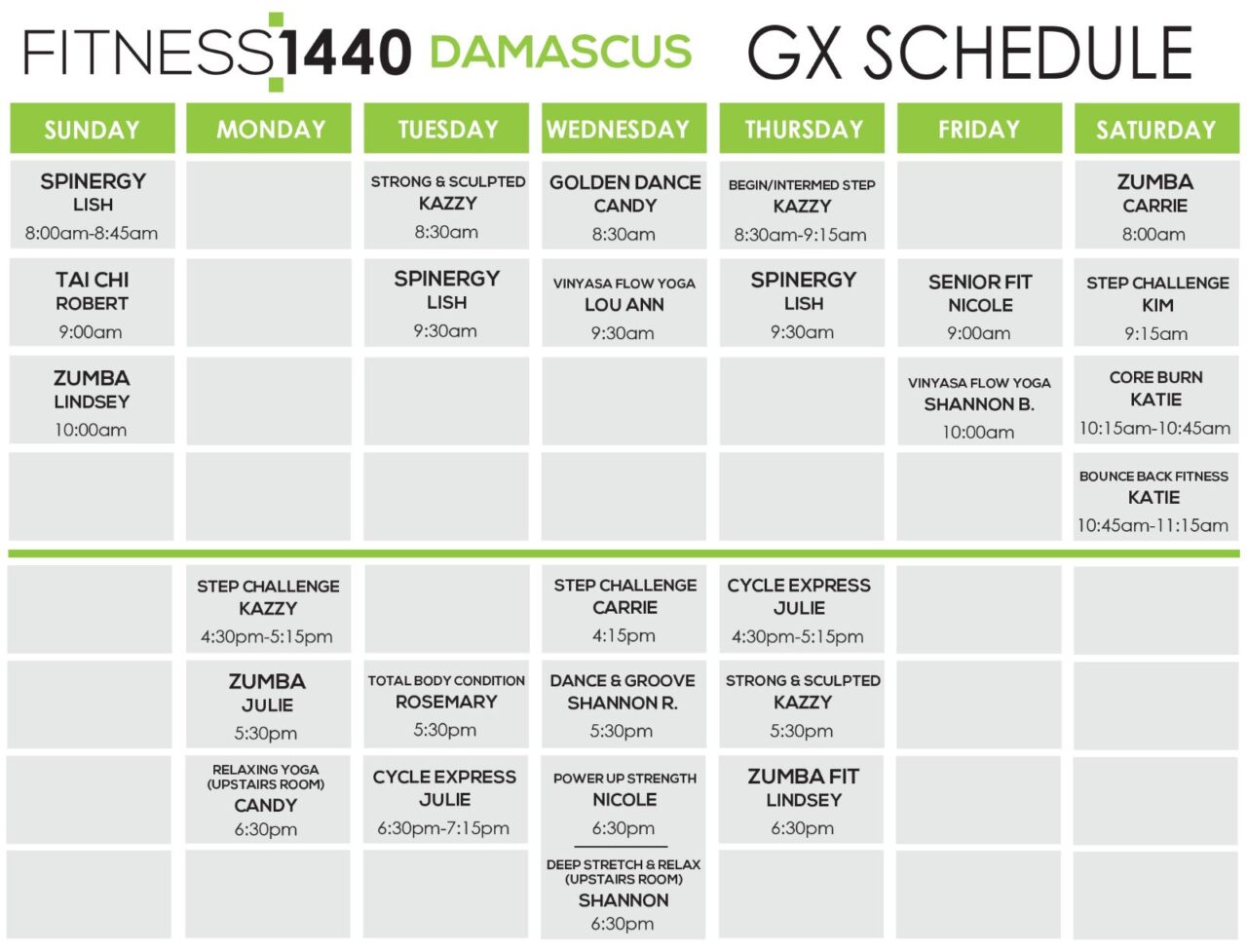 Fitness Schedule at Fitness 1440 Damascus, MD | Fitness Classes