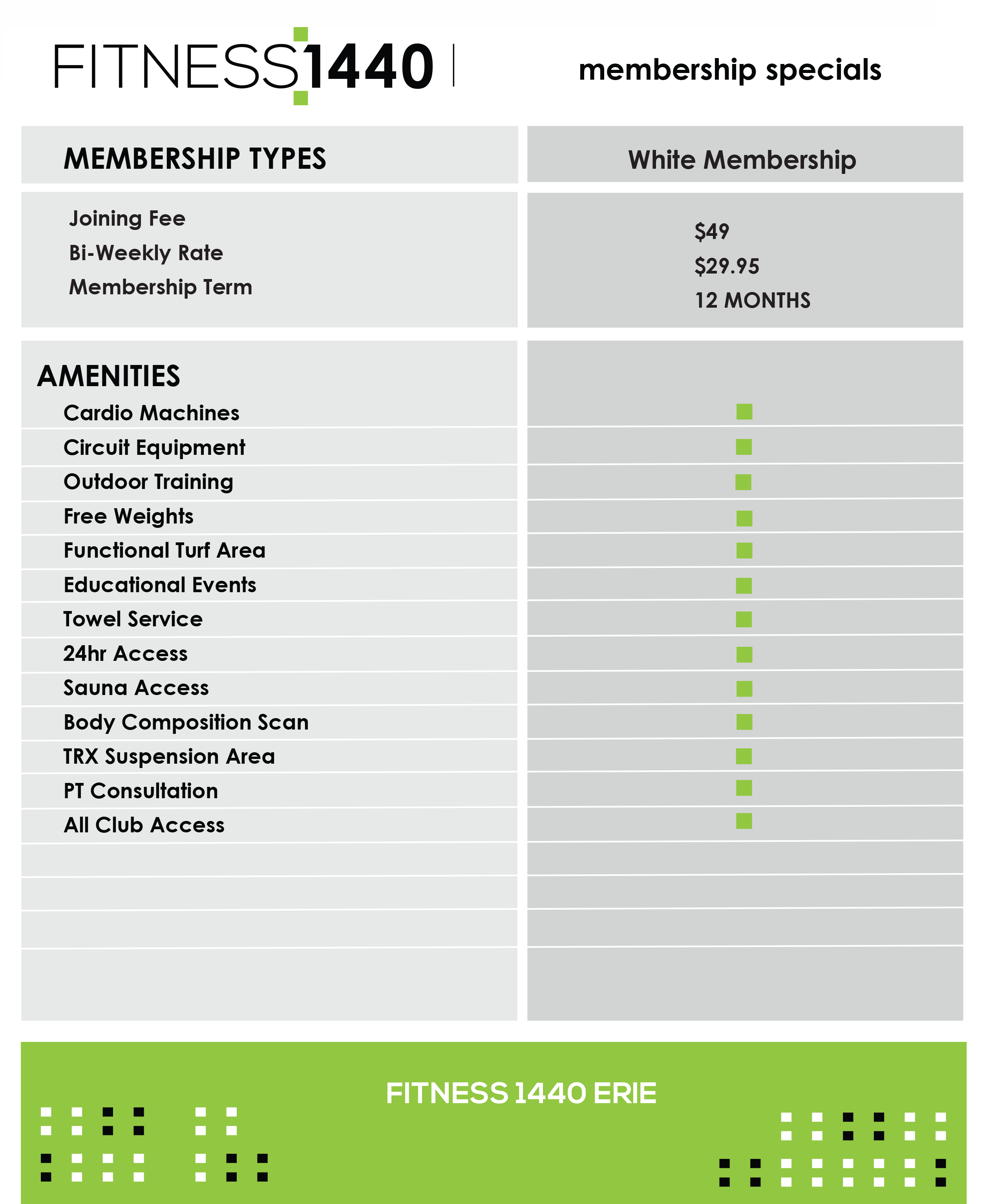 Memberships Fitness 1440 Erie, CO