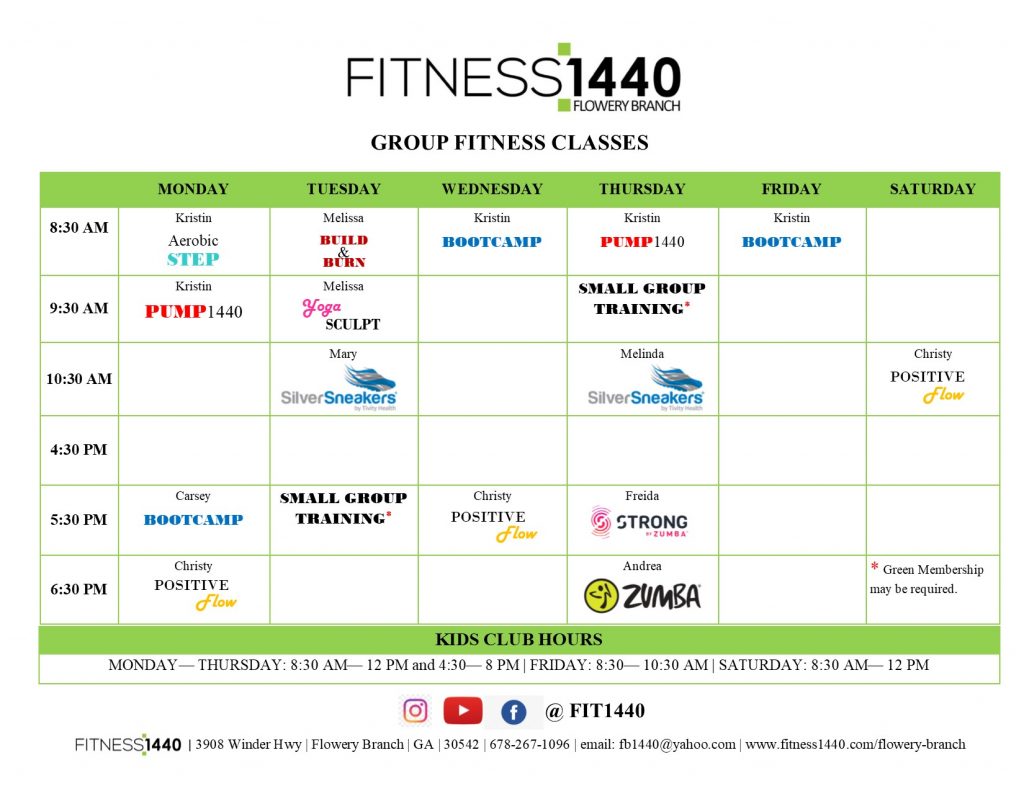 GROUP FITNESS CLASS SCHEDULE Fitness 1440