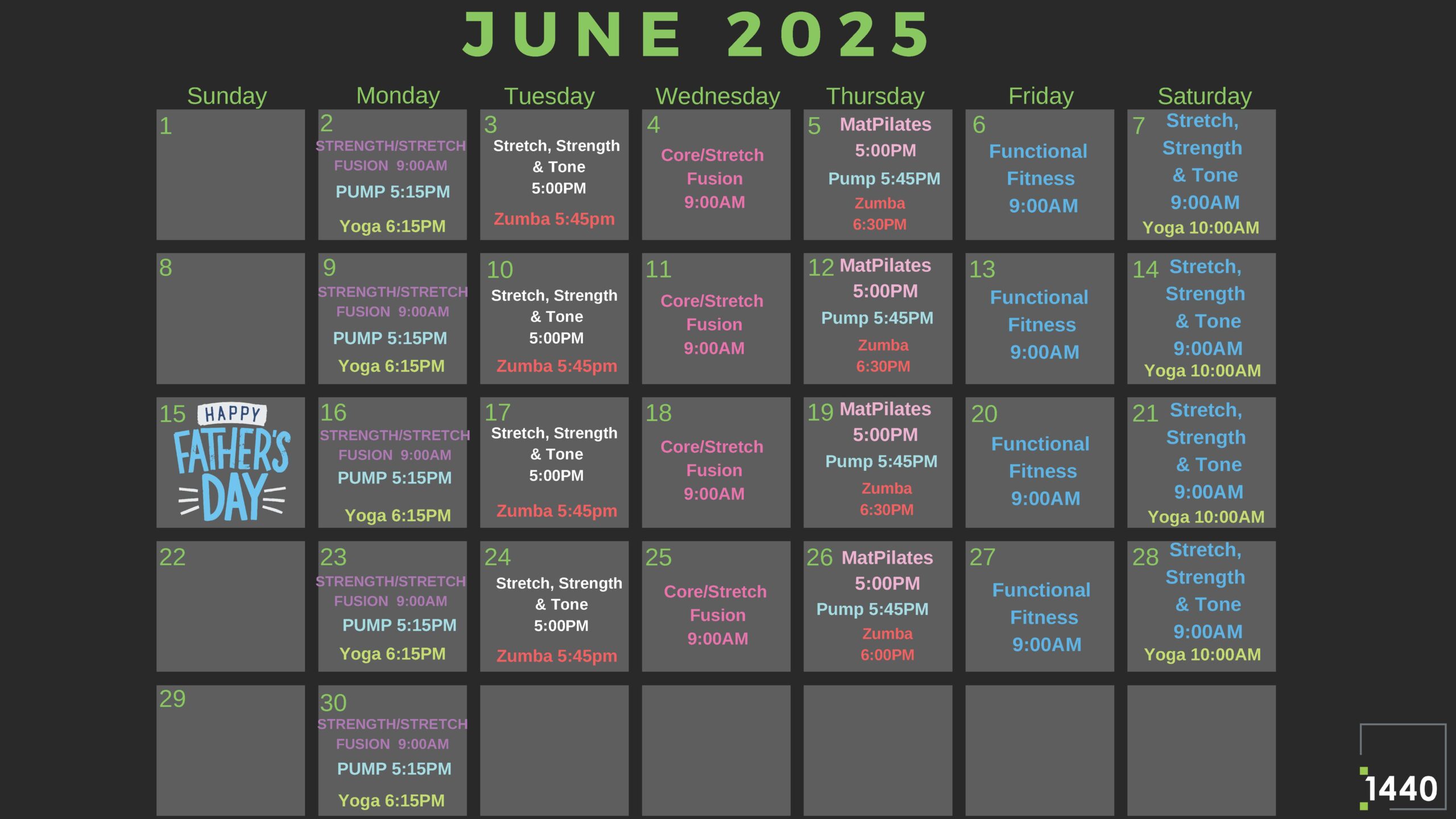 April 2025 Fitness Schedule