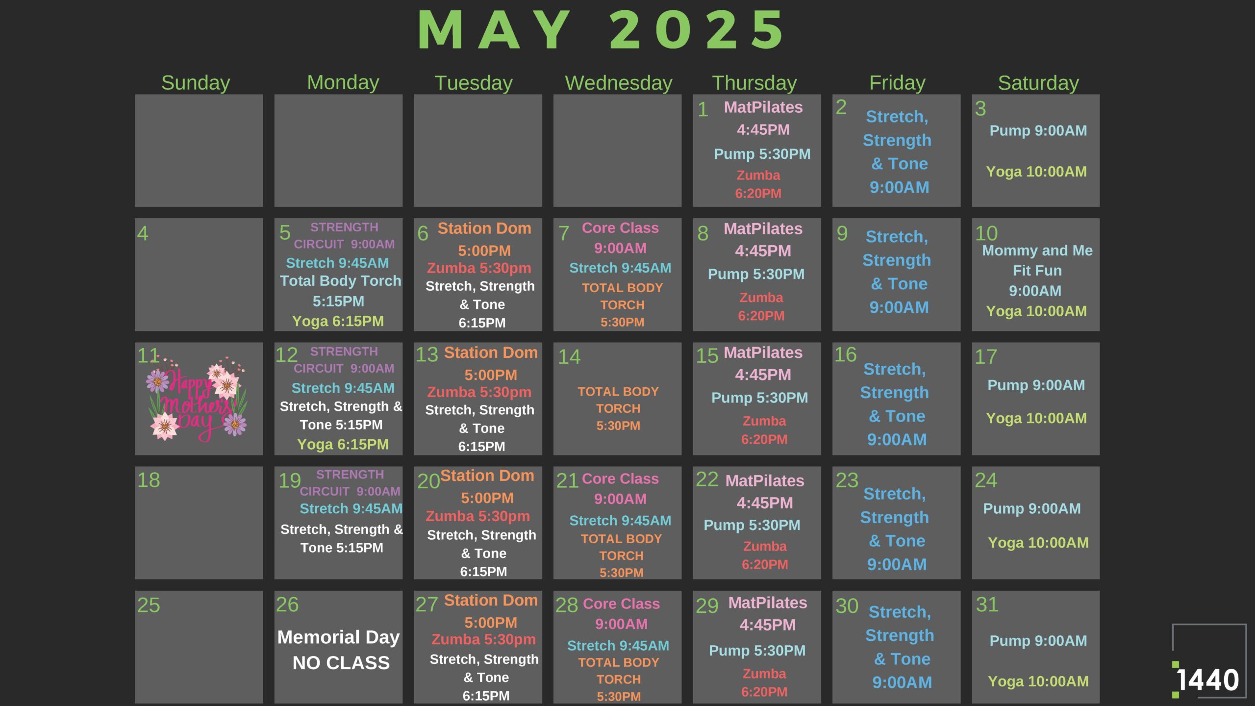April 2025 Fitness Schedule