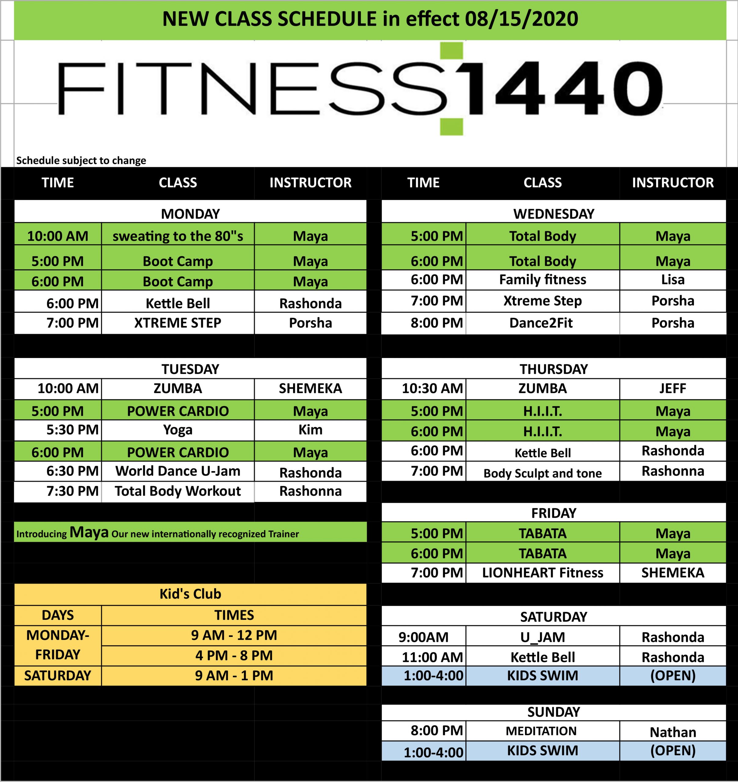 CLASS SCHEDULE 6-25-20 - Fitness 1440 Nashville, TN