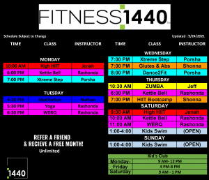 Nashville Fitness 1440 Class Schedule2
