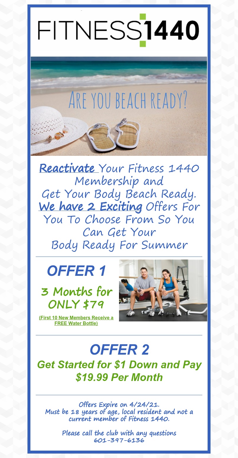 Previous Member April Offer - Fitness:1440