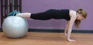 Stability Ball Plank Pushups
